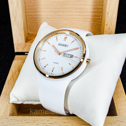 Жіночий білий наручний кварцовий стрілочний годинник Skmei 1747WT White