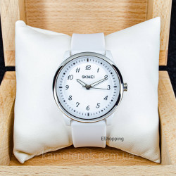 Жіночий  наручний кварцовий стрілочний білий годинник Skmei 2008WT-AC White Numbers