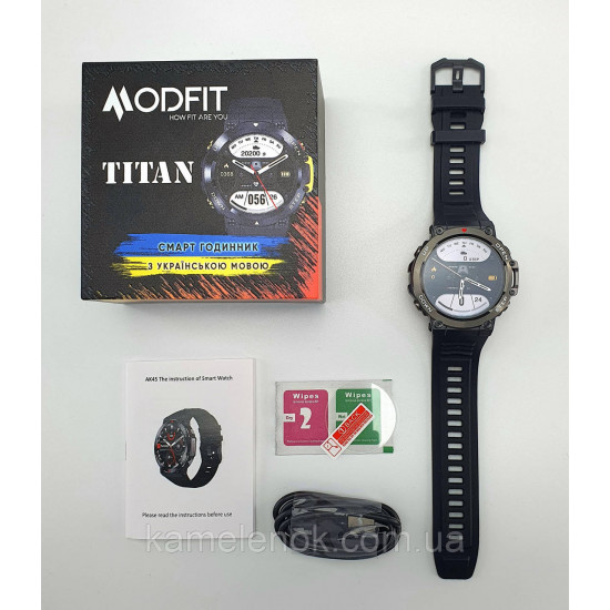 Чоловічий Смарт годинник Modfit Titan Gold Black. Захисне скло у подарунок