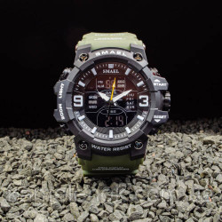 Чоловічий кварцовий водонепроникний спортивний стрілковий годинник із комбінованою індикацією Smael 8049 BLGG