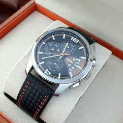 Класичний чоловічий кварцевий наручний годинник з хронографом Skmei 9106 Silver-Black-Orange