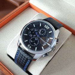Класичний чоловічий кварцевий наручний годинник з хронографом Skmei 9106 Silver-Black-Blue