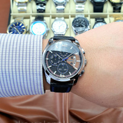 Класичний чоловічий кварцевий наручний годинник з хронографом Skmei 9106 Silver-Black-Blue
