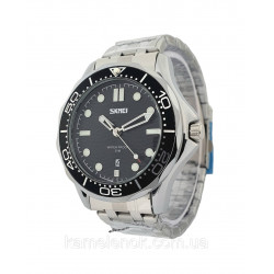 Класичний чоловічий кварцевий наручний годинник з металевим браслетом Skmei 9276 SSIBK Оригінал