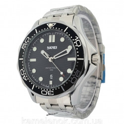 Класичний чоловічий кварцевий наручний годинник з металевим браслетом Skmei 9276 SSIBK Оригінал