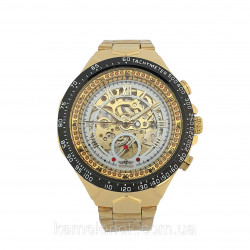 Чоловічий механічний наручний годинник скелетони з автопідзаводом Winner 8067 Gold-Black-White